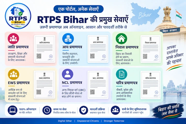 RTPS Bihar सेवाओं का infographic